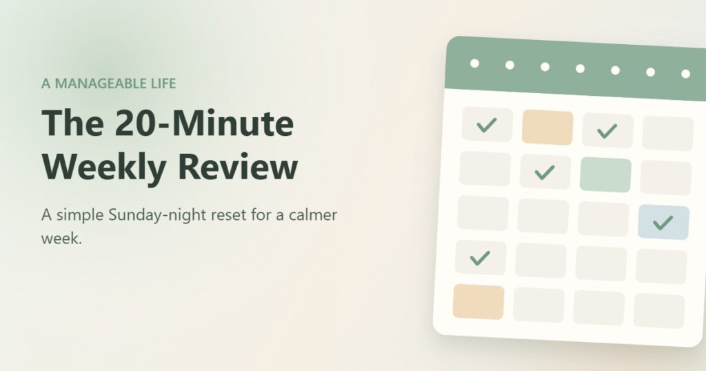 The 20-minute weekly review: a planner with checkmarks