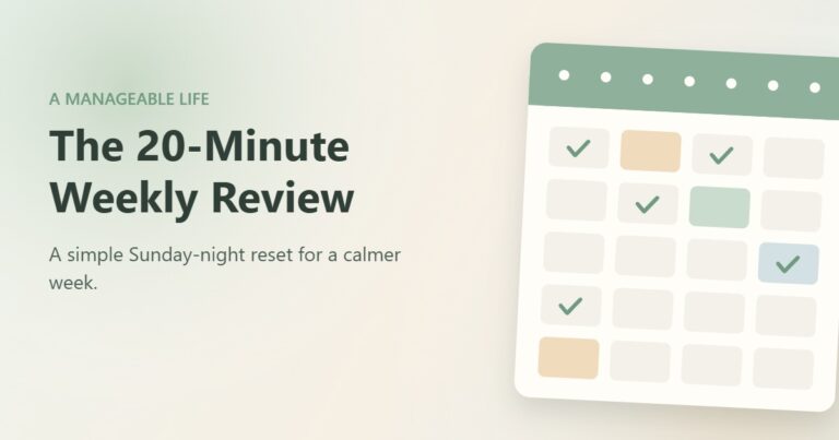 The 20-minute weekly review: a planner with checkmarks