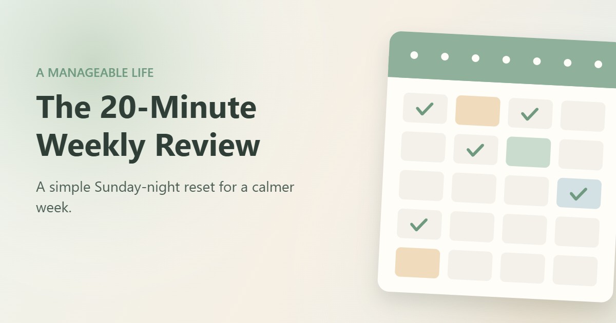 The 20-minute weekly review: a planner with checkmarks